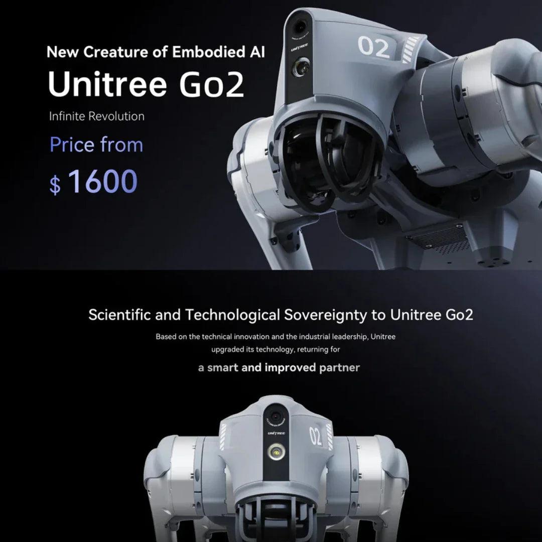 Četveronožni robot Unitree Go2 Air Pro siva boja pogled izbliza na glavu i senzore