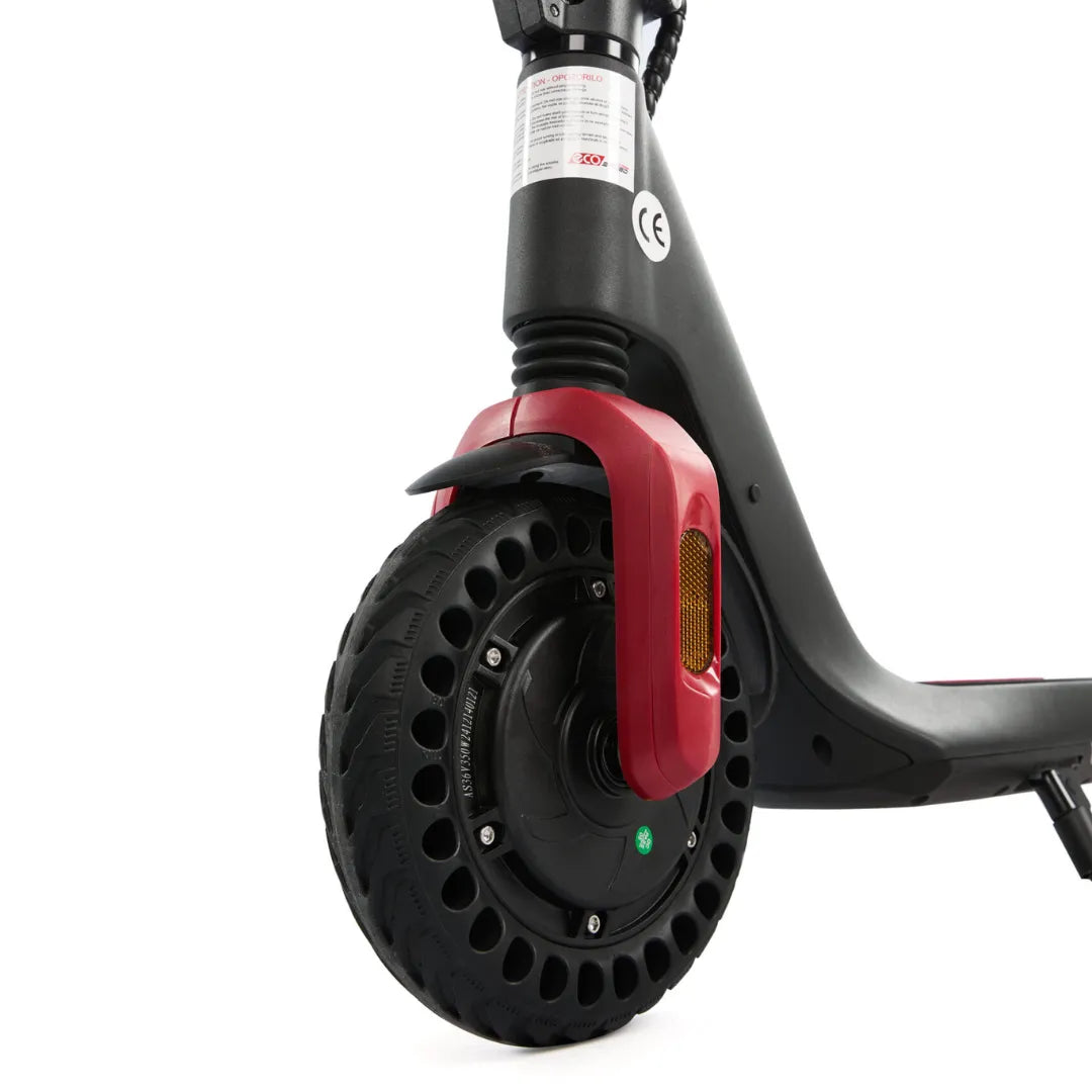 Prednji kotač električnog romobila Eco Speed Mini s crvenim blatobranom i punom gumom