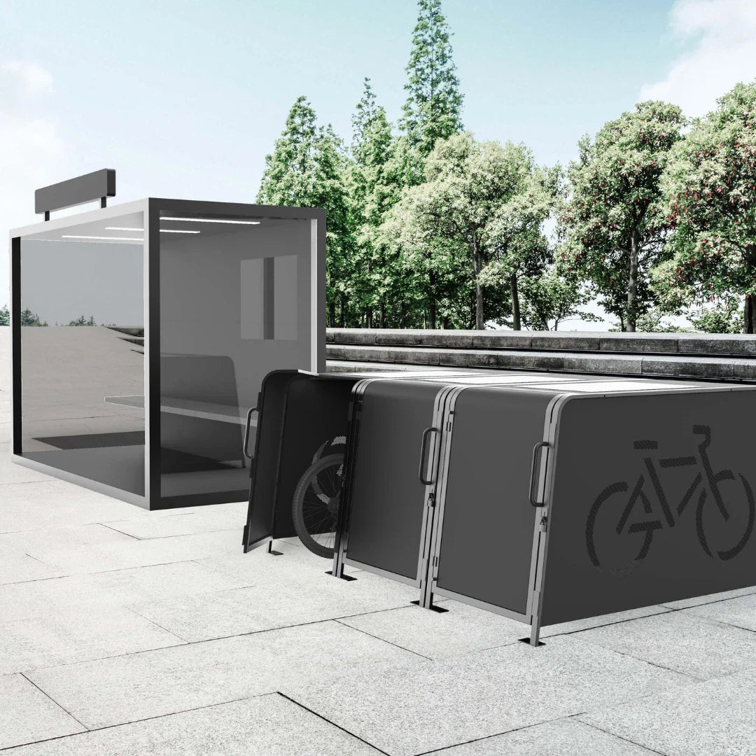 Kaluu City Box siva modularna garaža za bicikle s otvorenim pretincem na otvorenom prostoru