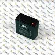 Crna AGM baterija 12V 20Ah Xupai 6-DZF-20 za Veleco električne skutere prikazana sprijeda