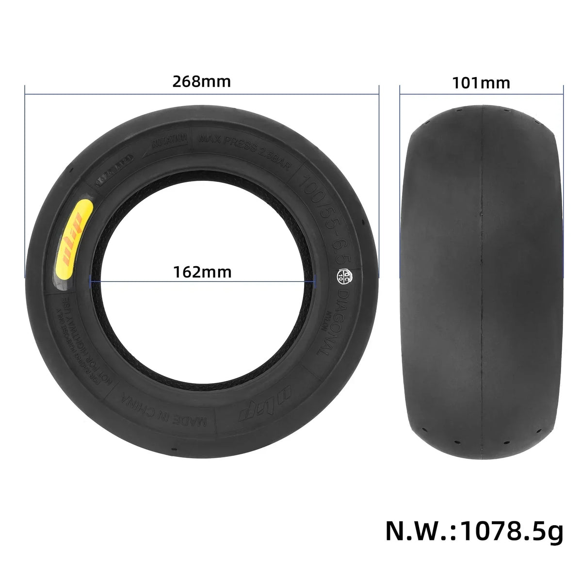 Guma bez zračnice ULIP 100/55-6.5 Full Slick za Dualtron Thunder