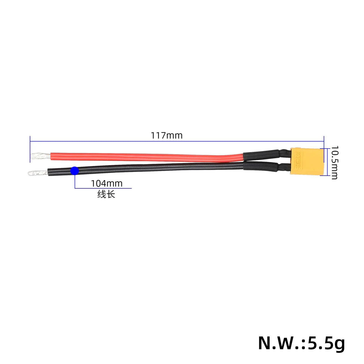 Baterijski kabel s muškim XT30 priključkom, 14 AWG – 2/6