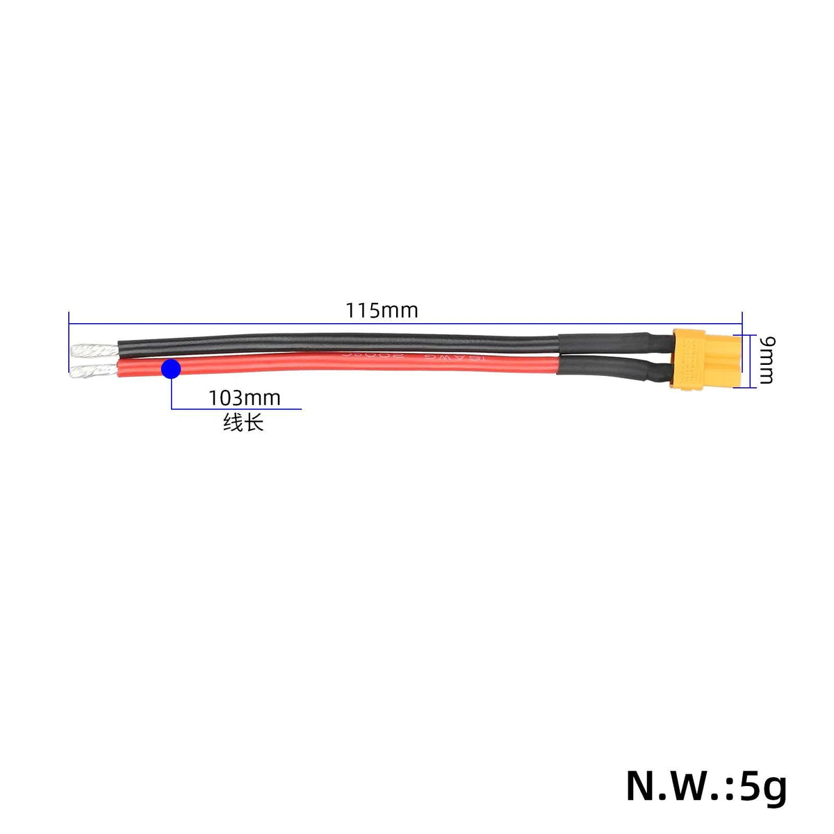 Baterijski kabel sa ženskim XT30 priključkom, 14 AWG – 2/6
