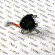 Crni digitalni brzinomjer za električni skuter Veleco Draco 48V s kabelima, pogled sprijeda