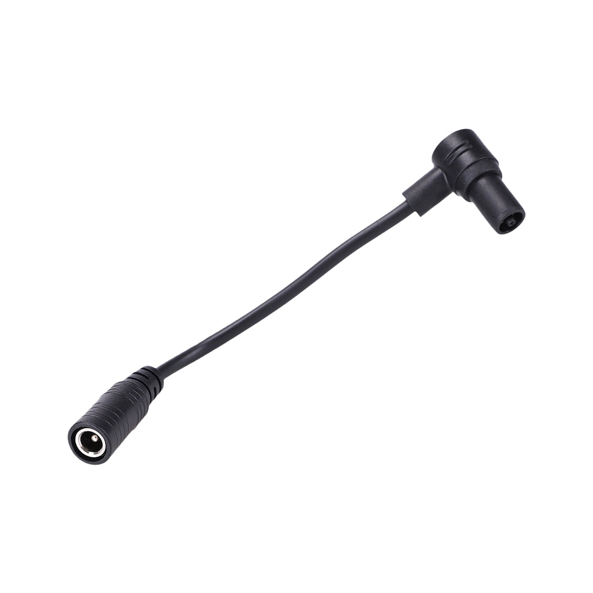 Crni adapter kabel punjača DC2.1 za električni romobil Navee S65 prikazan na bijeloj pozadini