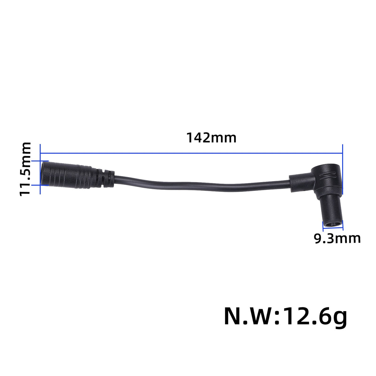 Crni DC pretvarački kabel punjača za električni romobil Xiaomi 4 Ultra s prikazom dimenzija