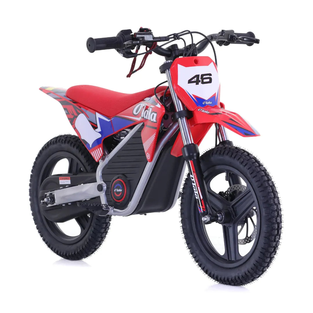 Dječji električni motocikl Apollo O'lala SX E500 crvene boje pogled s prednje strane