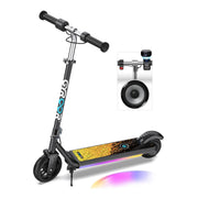 Dječji električni romobil Gyroor H30 Max crne boje s RGB osvjetljenjem i detaljima upravljača