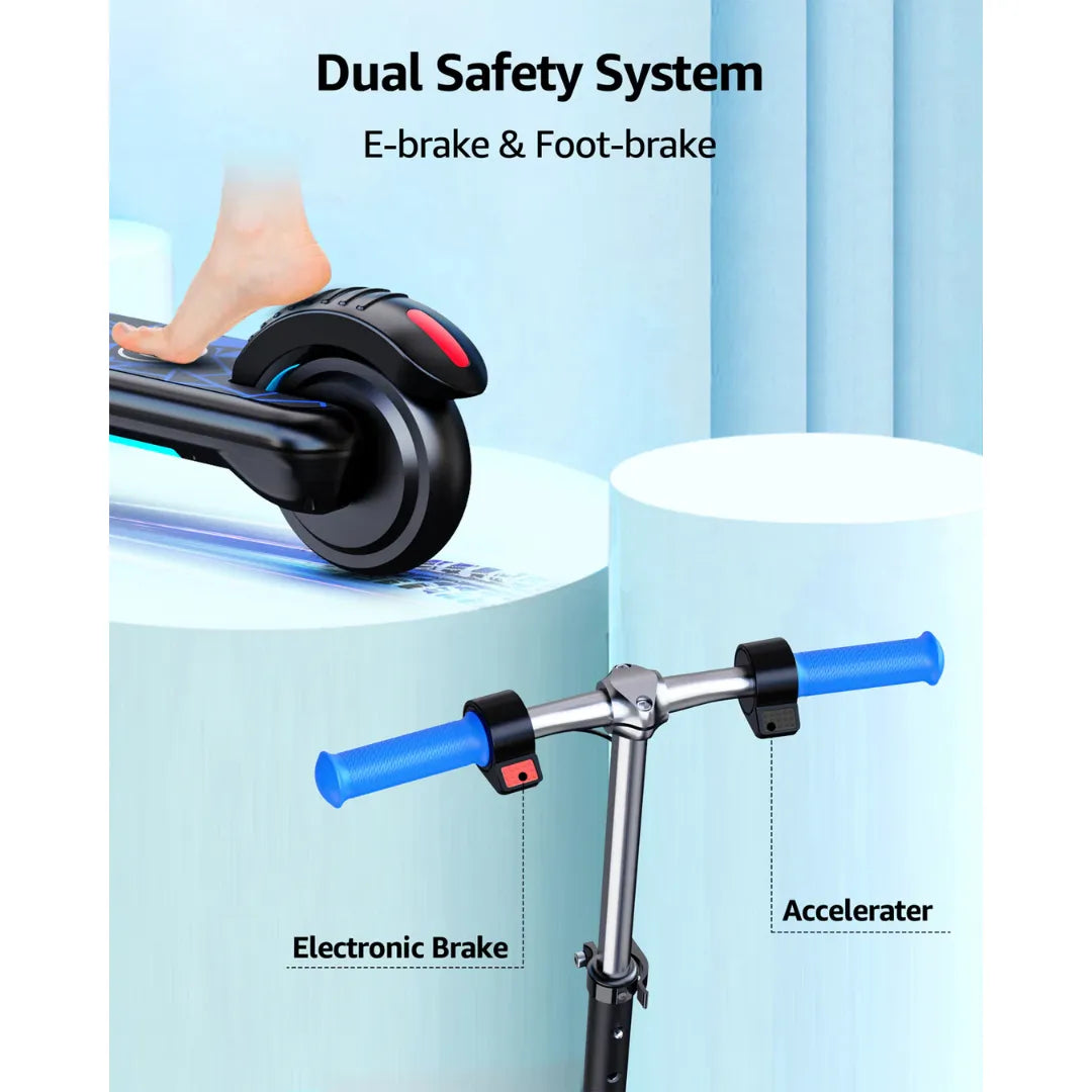 Dvostruki sustav kočenja na električnom romobilu Gyroor H30 Max prikazuje nožnu i elektroničku