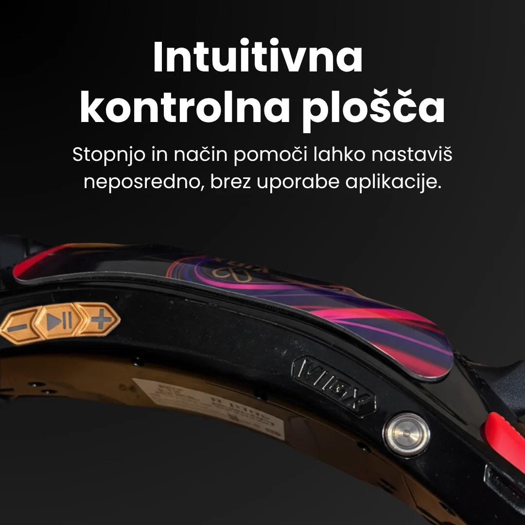 Detaljan prikaz kontrolne ploče egzoskeleta VIGX PI Plus s tipkama na crnoj pozadini