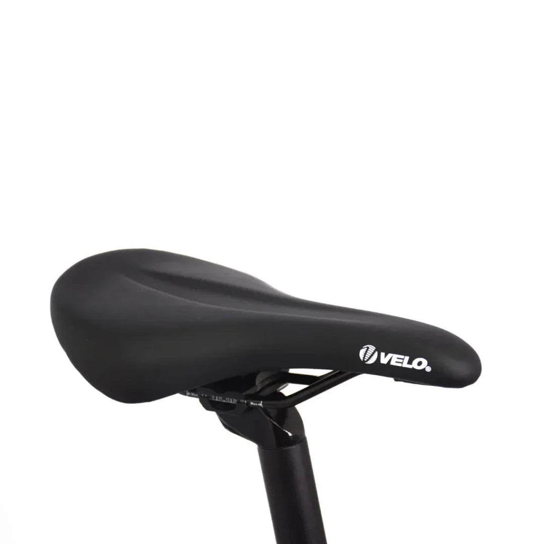 Crno sjedalo Velo na električnom biciklu Econo Gams MTB 29, pogled sa strane