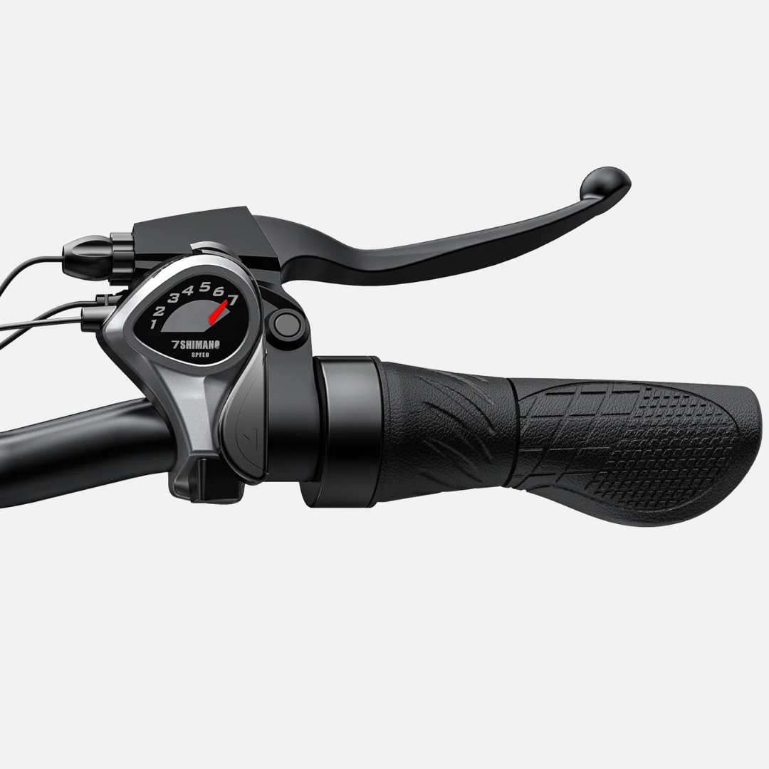 Shimano mjenjač brzina sa 7 stupnjeva na upravljaču električnog bicikla Engwe E26 crne boje