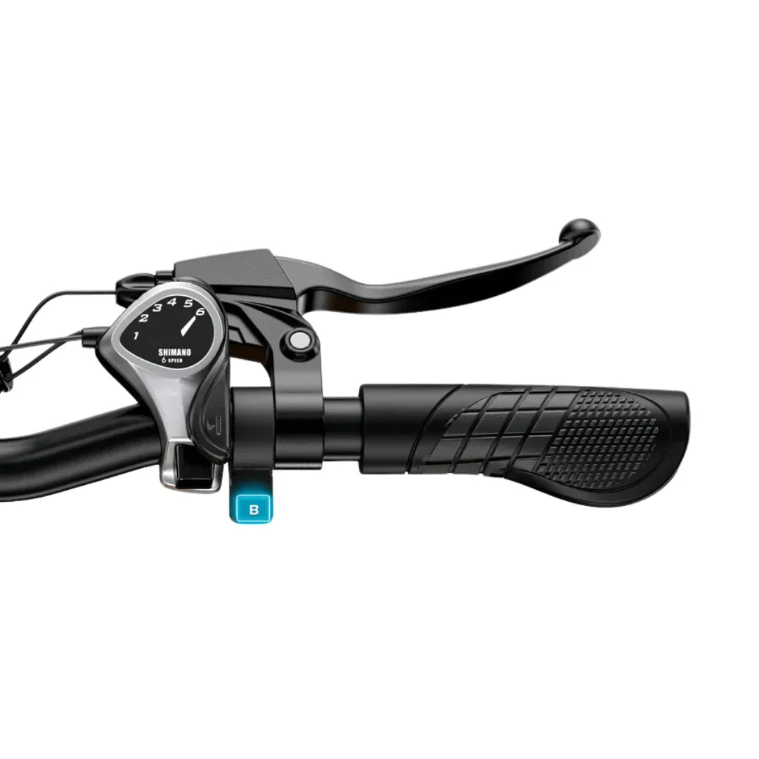 Crni upravljač električnog bicikla Engwe EP-2 Boost sa Shimano mjenjačem i ručkom gasa