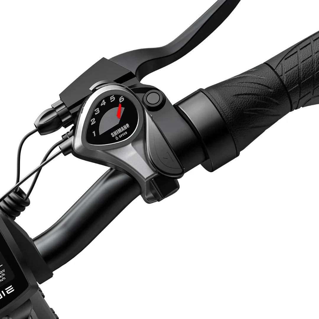 Shimano 6-brzinski mjenjač na upravljaču električnog bicikla Engwe EP-2 Pro, detaljan prikaz