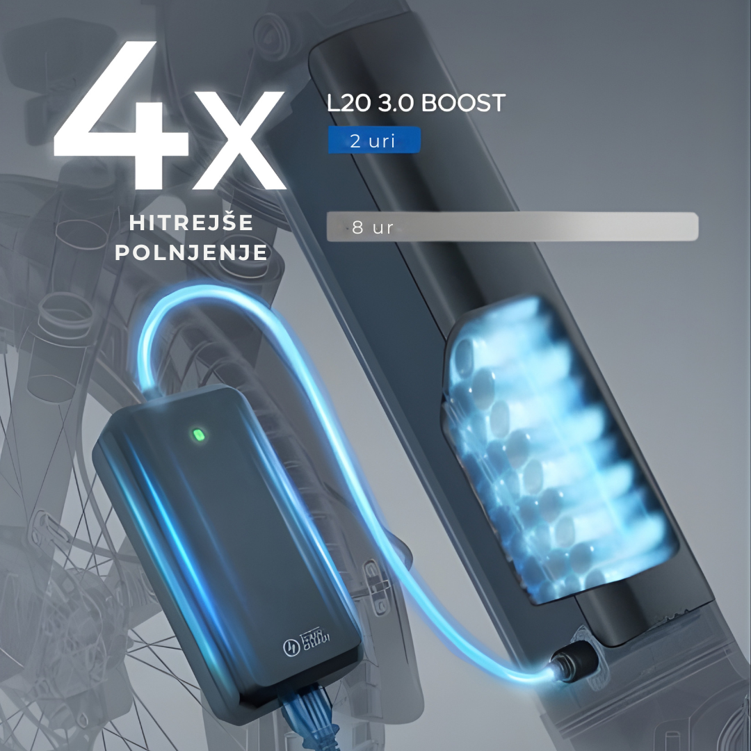 Brzi punjač baterije za električni bicikl Engwe L20 3.0 Boost prikazuje proces punjenja s detaljem