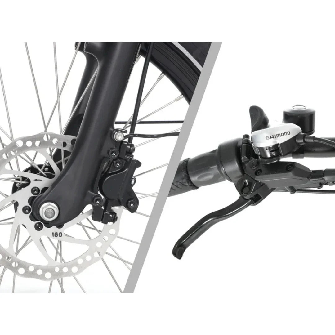 Detalj disk kočnice i Shimano mjenjača na električnom biciklu Jobobike Sam