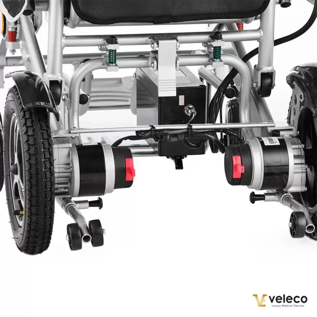 Električna invalidska kolica Veleco Cosmo detaljan prikaz motora i baterije stražnji pogled