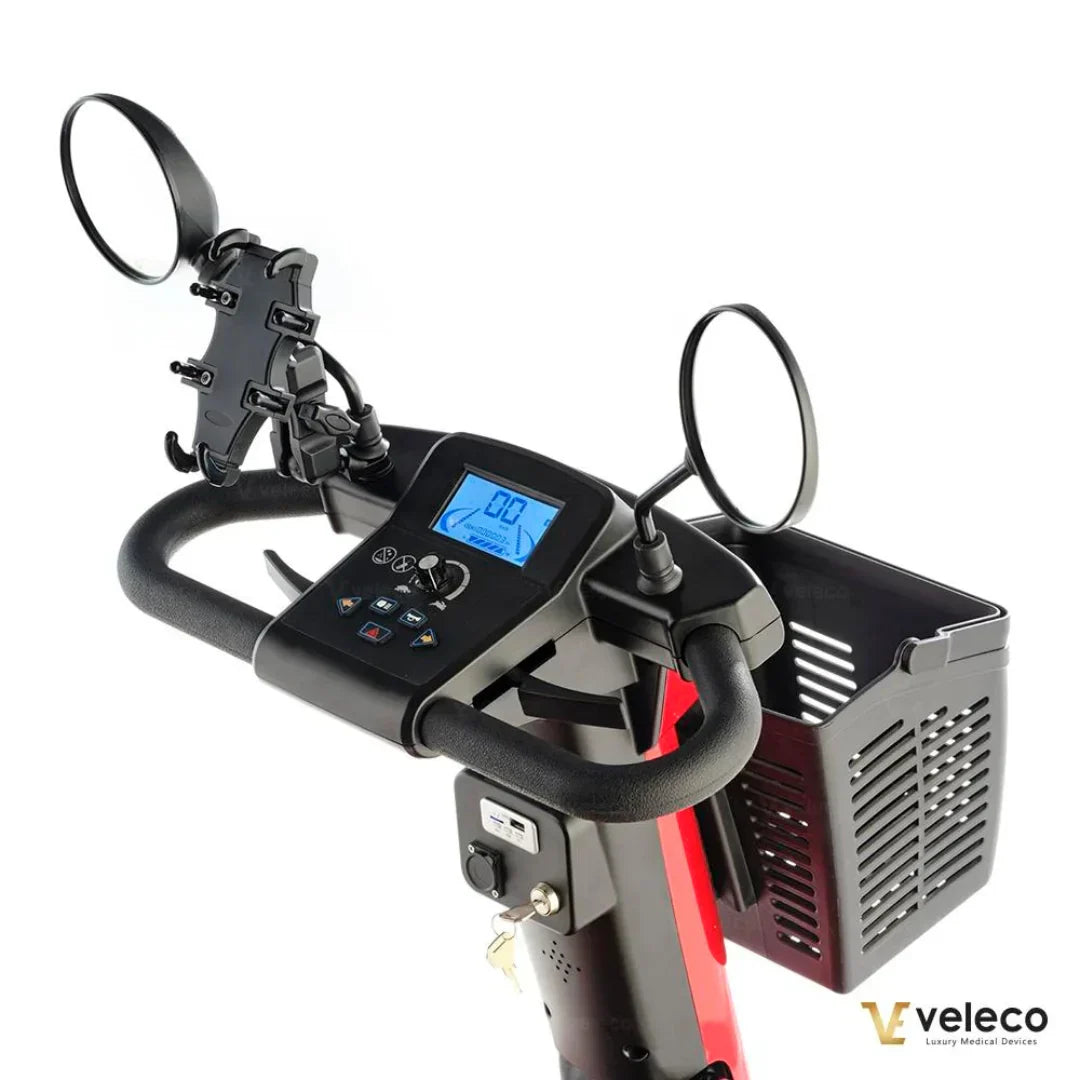 Upravljač električnog skutera za starije osobe Veleco Jumpy s digitalnim zaslonom, retrovizorima i košarom