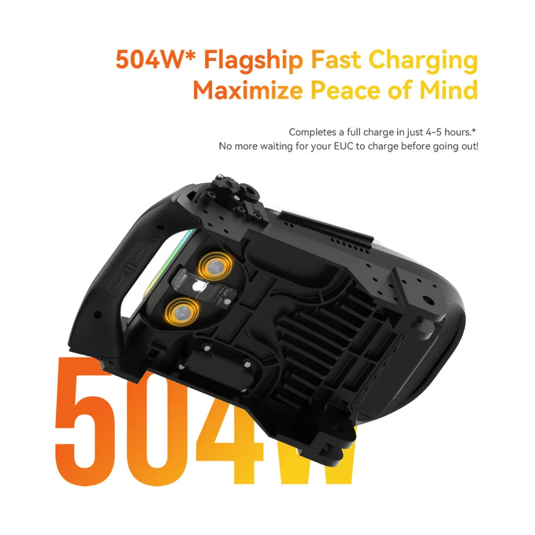 Sustav brzog punjenja 504W za električni monocikl Kingsong S19 Pro prikazan odozgo