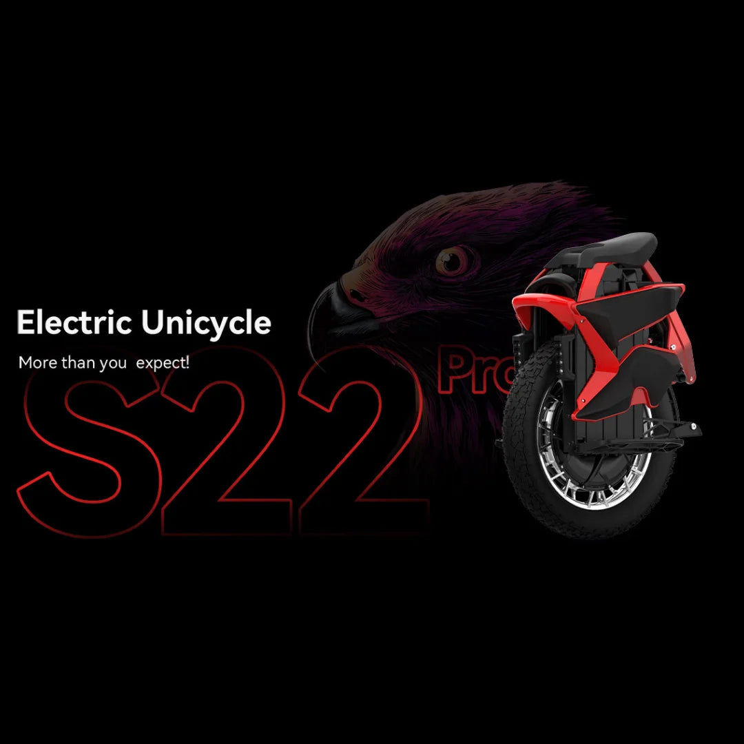 Električni monocikl Kingsong S22 Pro crvene boje na grafici s motivom orla