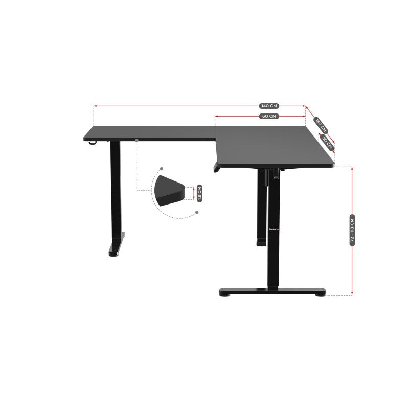 Huzaro Hero 9.5 Black 160 cm kutni električni podizni stol za gaming - slika 41