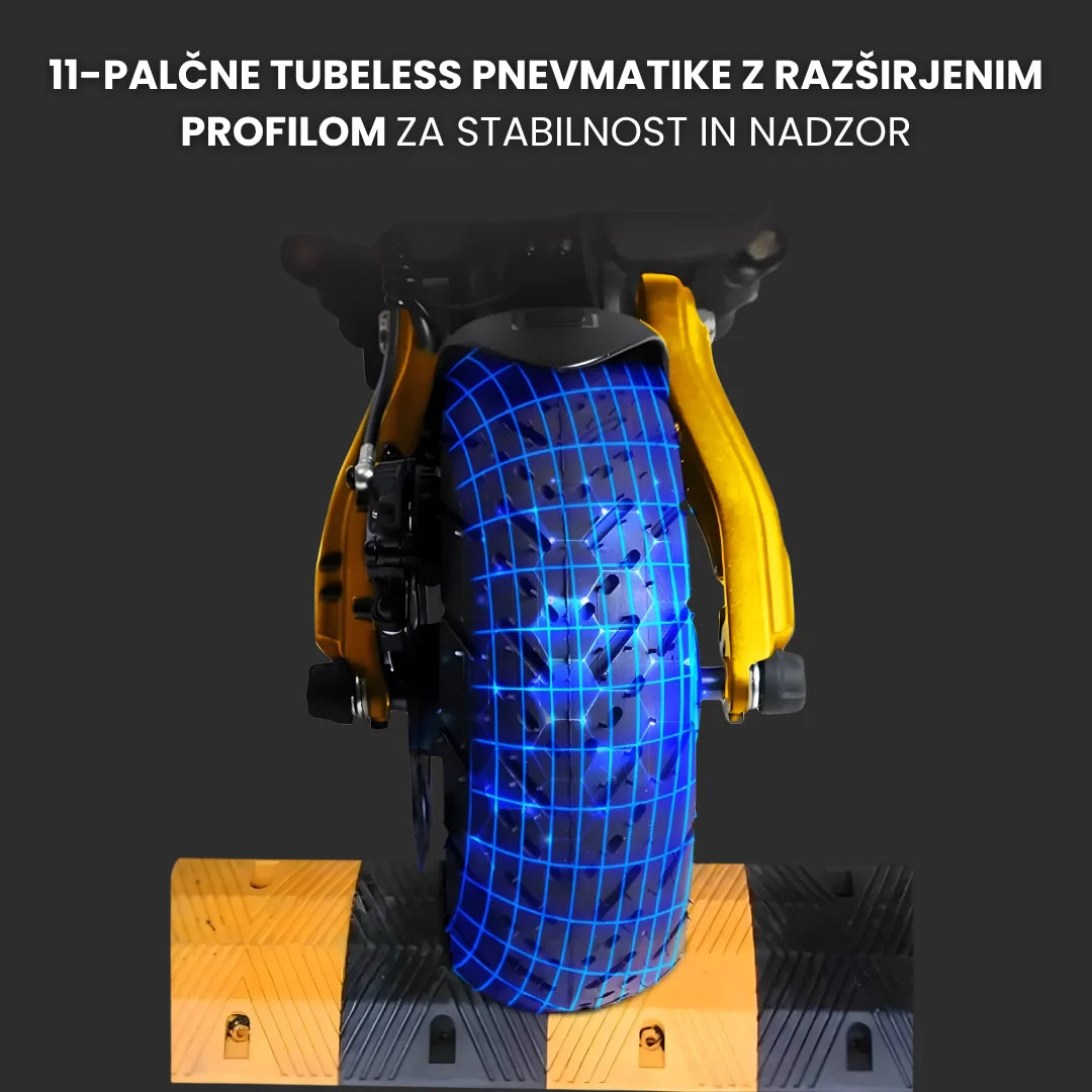 Široka 11-inčna tubeless guma električnog romobila Dualtron New Achilleus s plavom mrežnom grafikom