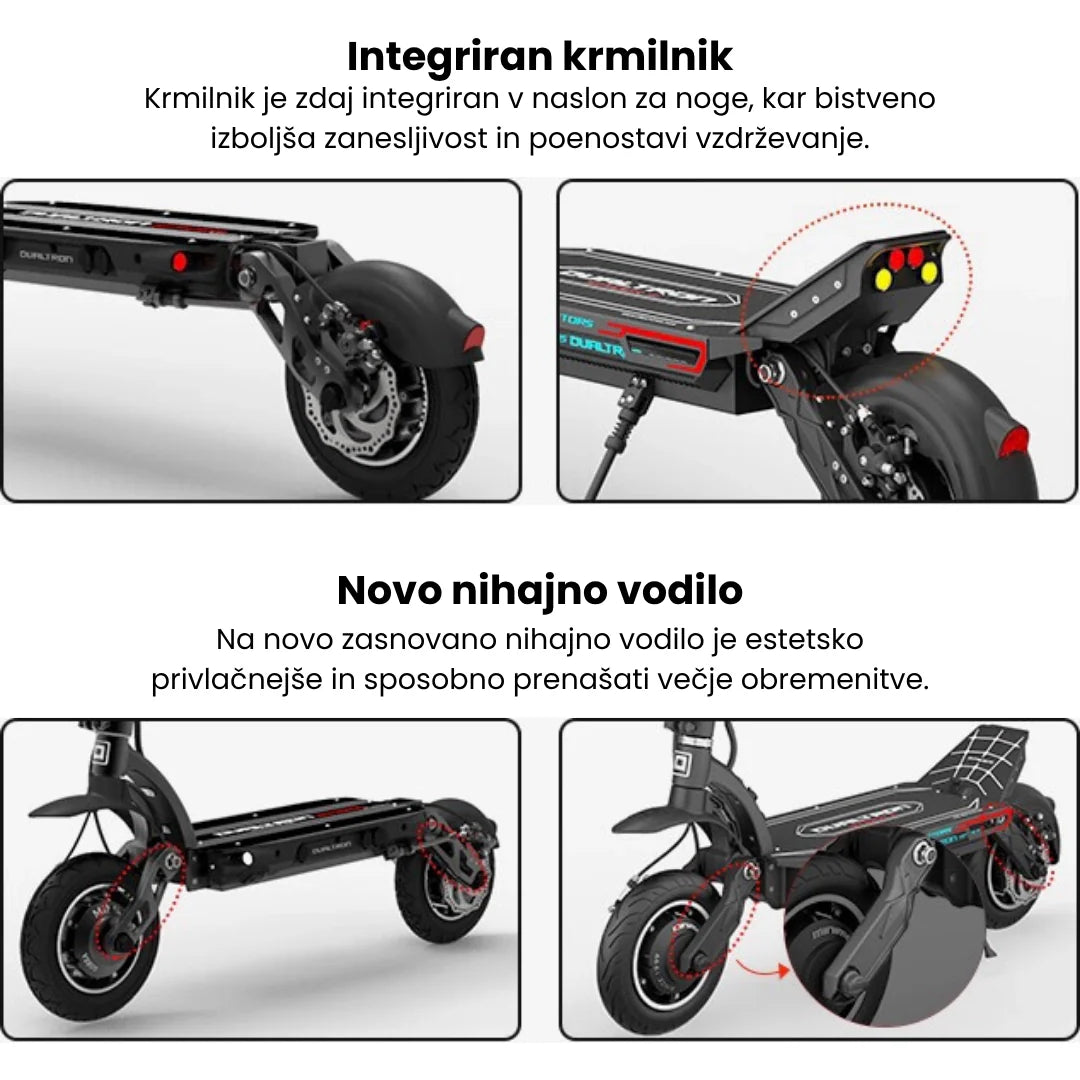 Prikaz integriranog kontrolera i novog ovjesa na električnom romobilu Dualtron Spider 2