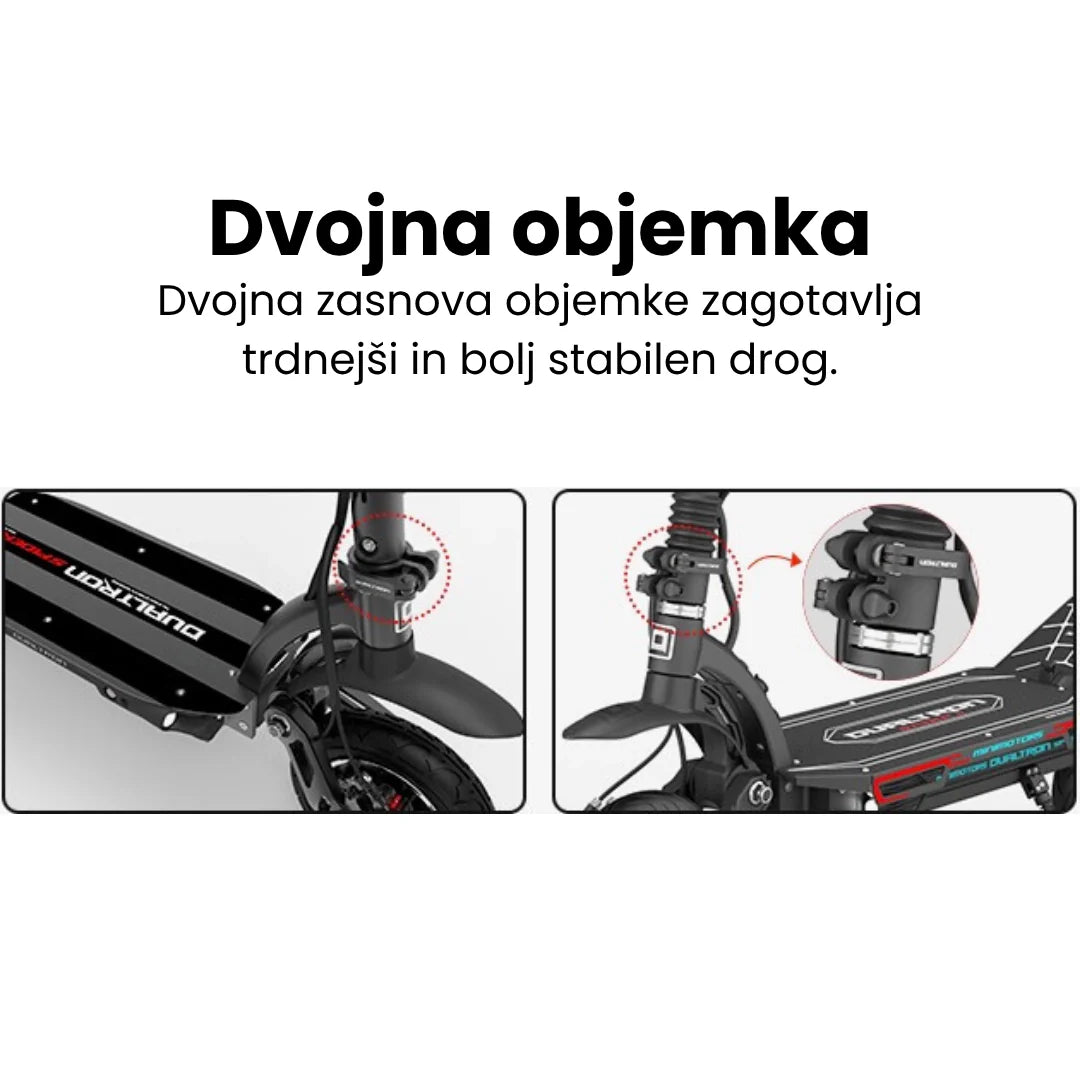 Dvostruka obujmica upravljača električnog romobila Dualtron Spider 2 detaljan prikaz sklopa