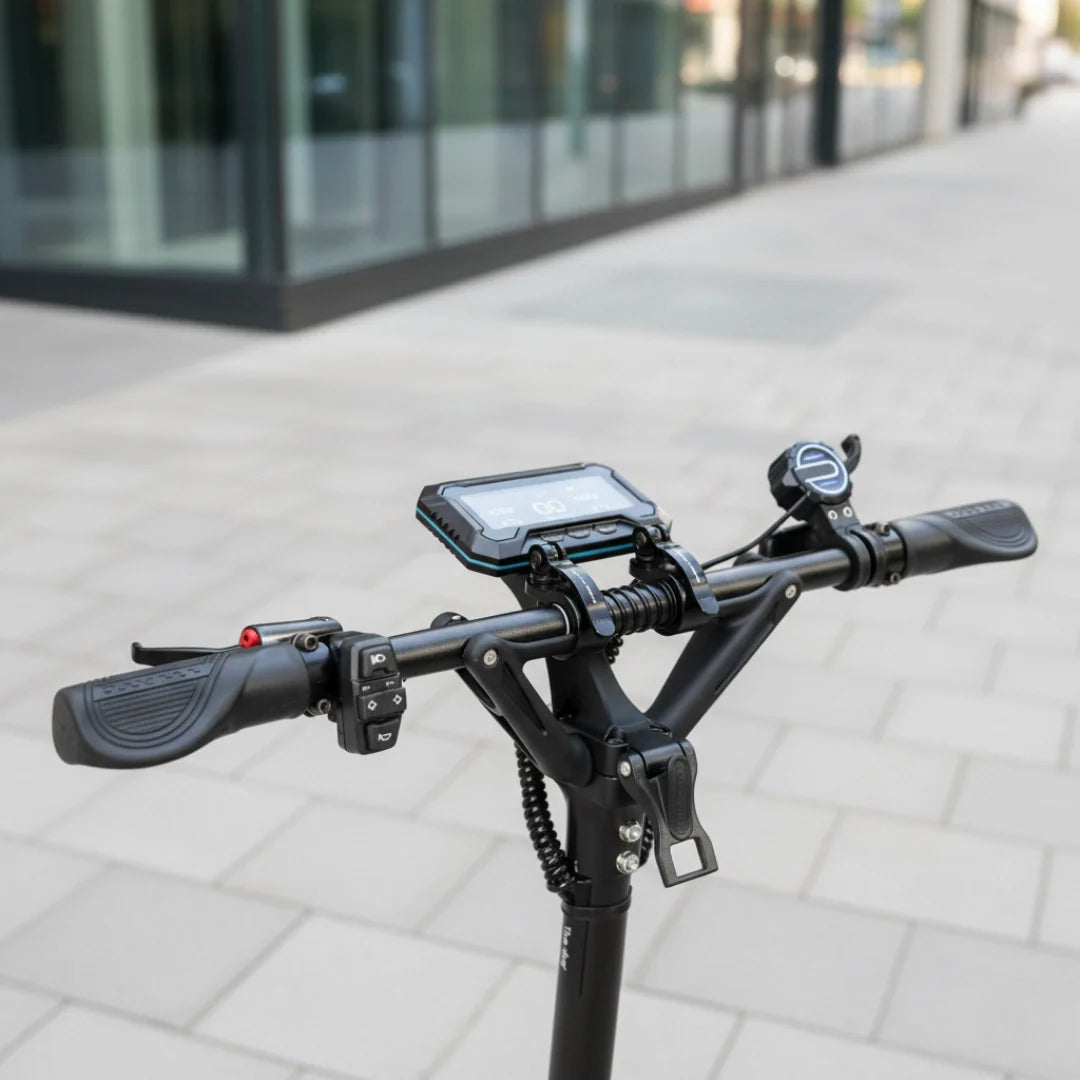 Upravljač električnog romobila Dualtron Spider Max s LCD zaslonom i kontrolama crne boje