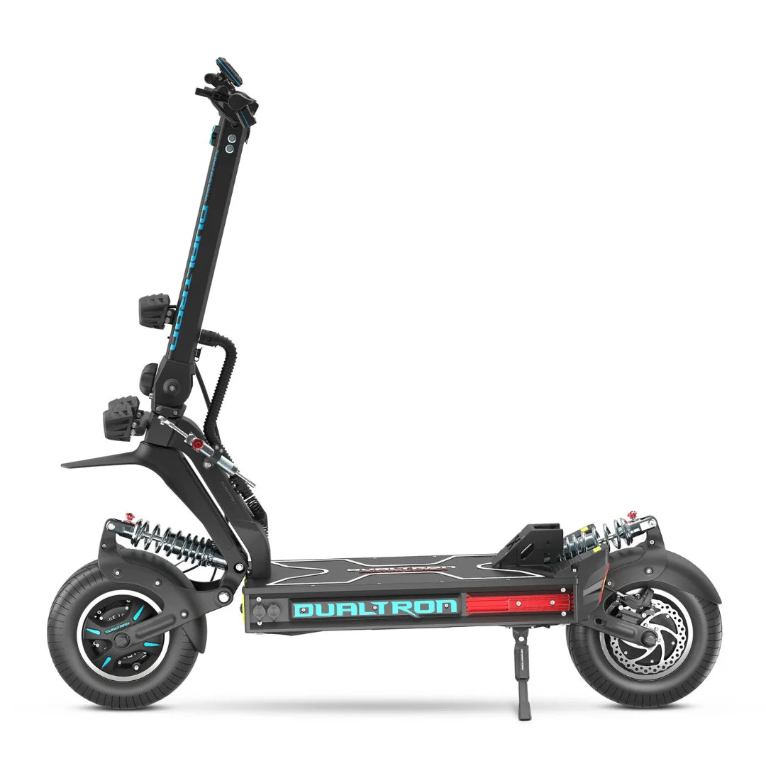 Crni električni romobil Dualtron X Limited, bočni pogled na robusni dizajn s amortizerima
