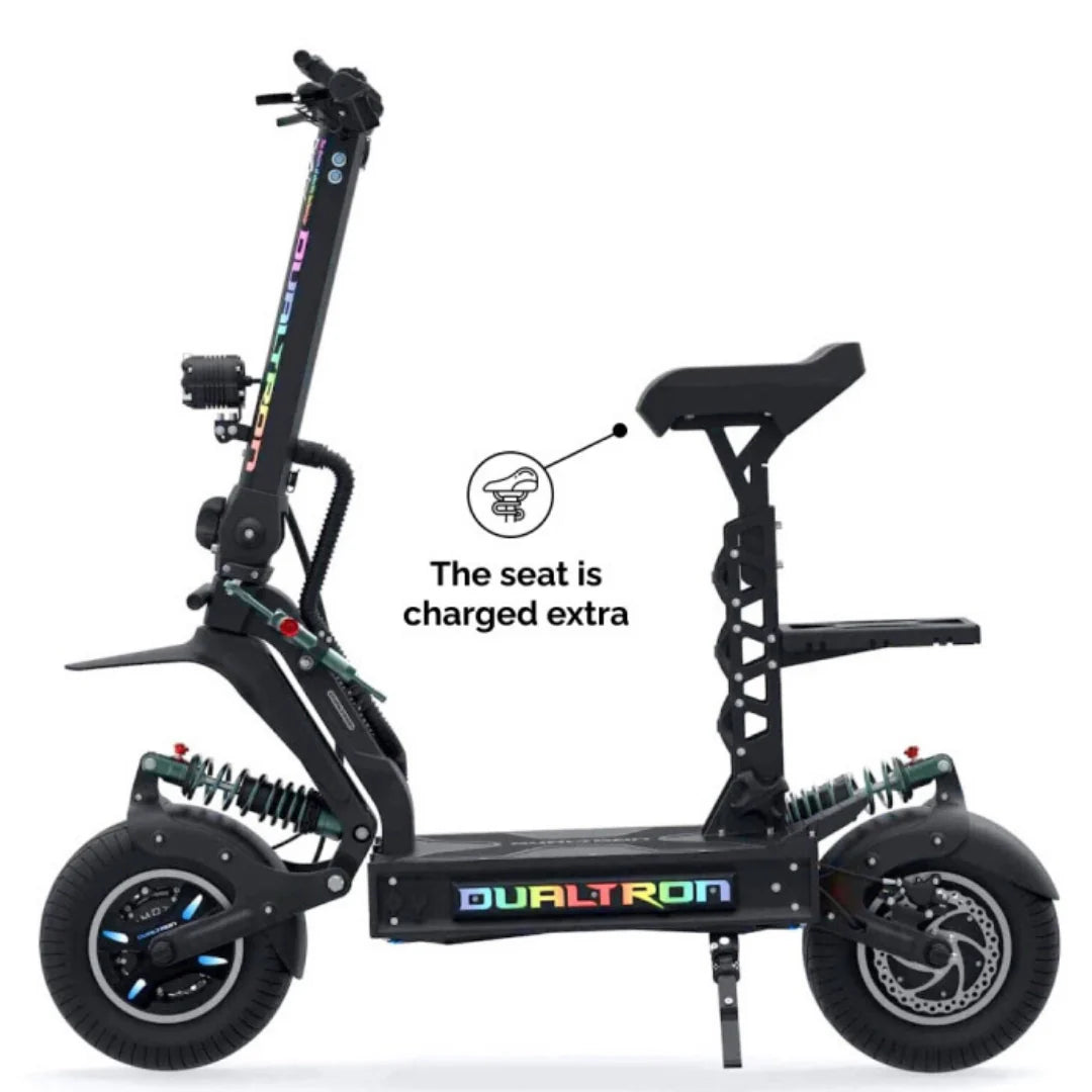 Crni električni romobil Dualtron X2 Upgrade s opcionalnim sjedalom bočni pogled
