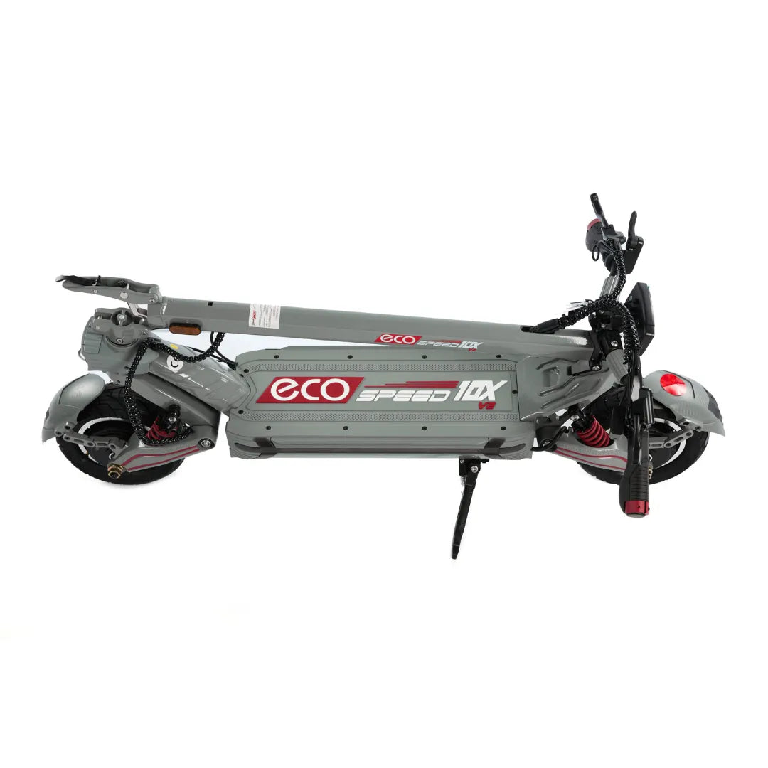 Sivi električni romobil Eco Speed 10X V2 sklopljen bočni pogled