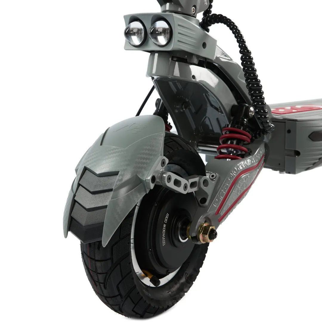 Prednji dio električnog romobila Eco Speed 10x V2 sivi blatobran i crveni amortizeri