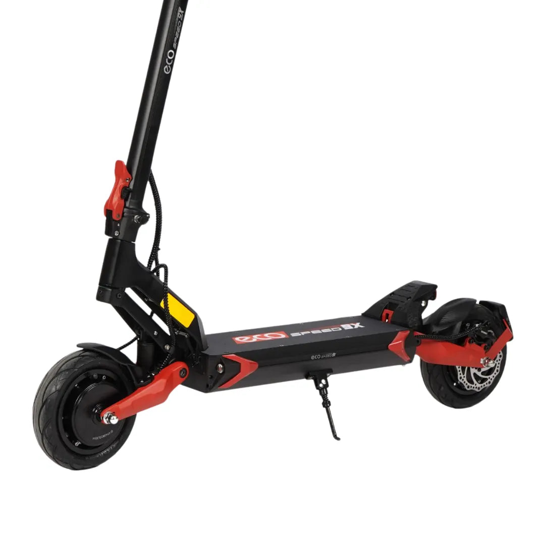 Električni romobil Eco Speed 9x crno-crvene boje bočni pogled na bijeloj pozadini