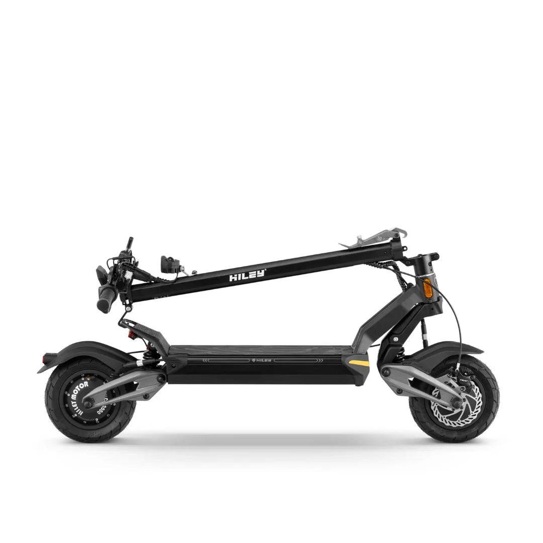 Električni romobil Hiley Tiger 10 V5 crne boje u sklopljenom položaju bočni prikaz