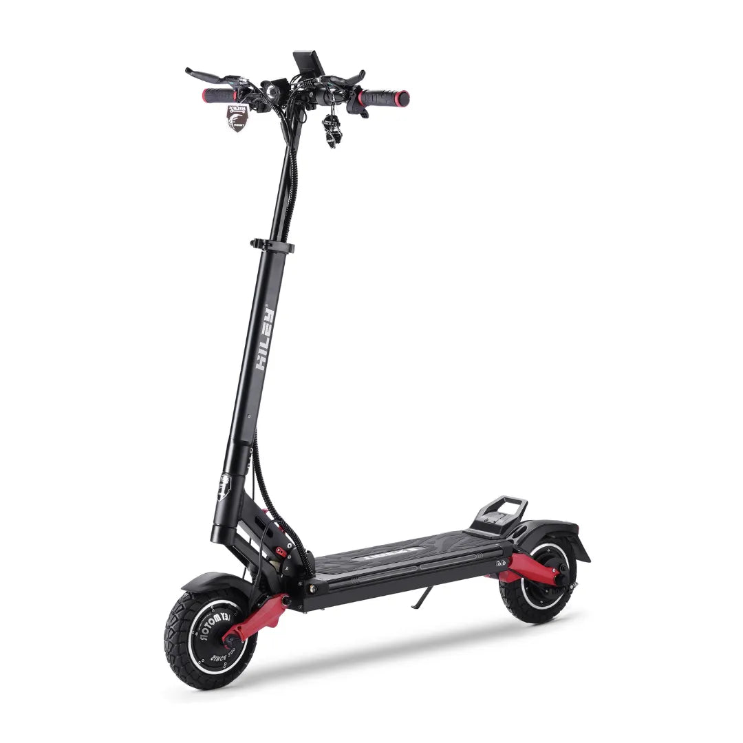 Crno-crveni električni romobil Hiley Tiger 8 GTR V4 u profilnom pogledu na bijeloj pozadini