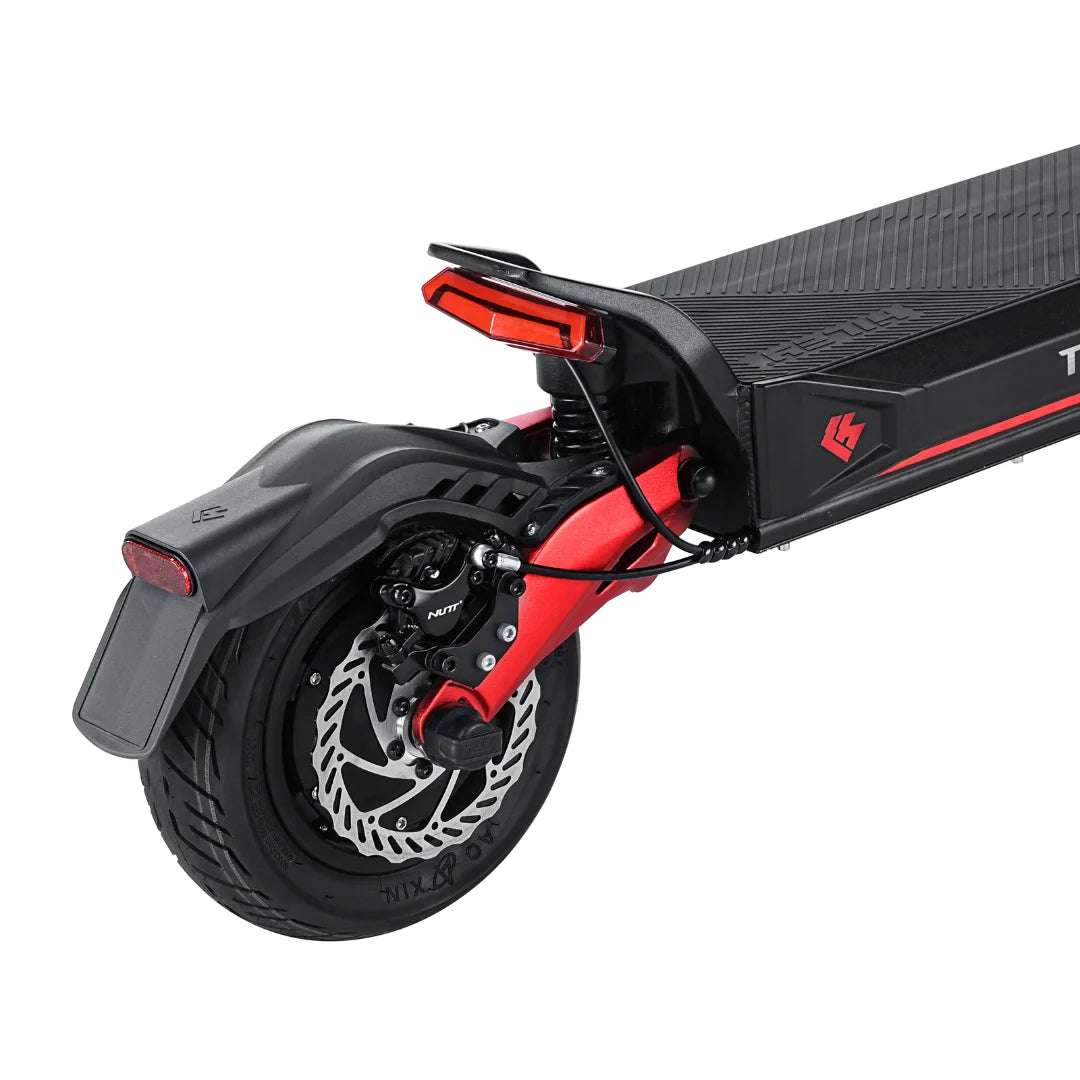 Stražnji kotač s kočnicom i ovjesom električnog romobila Hiley Tiger Evo GTR crvene boje