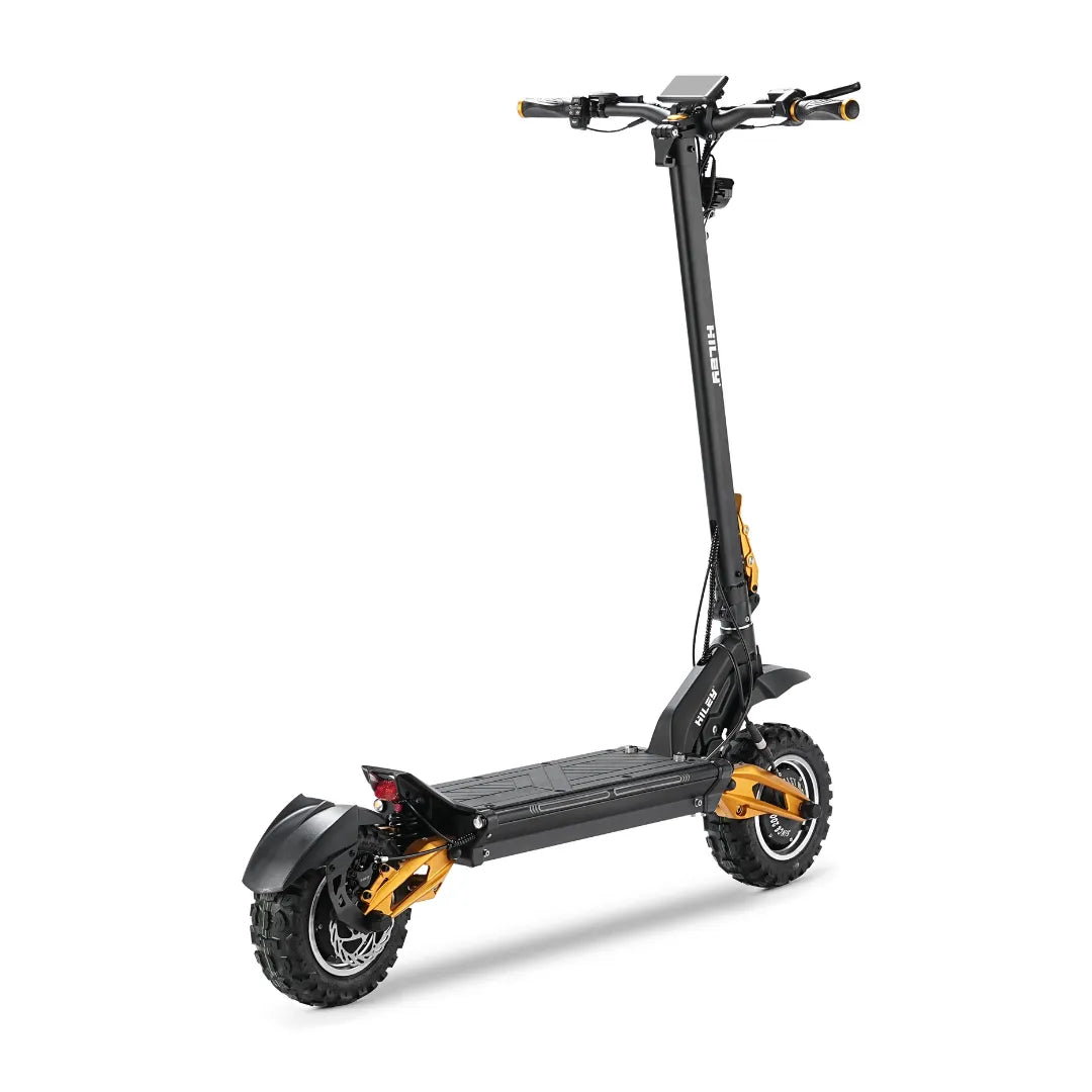 Električni romobil Hiley Tiger King crne boje s narančastim detaljima, pogled straga
