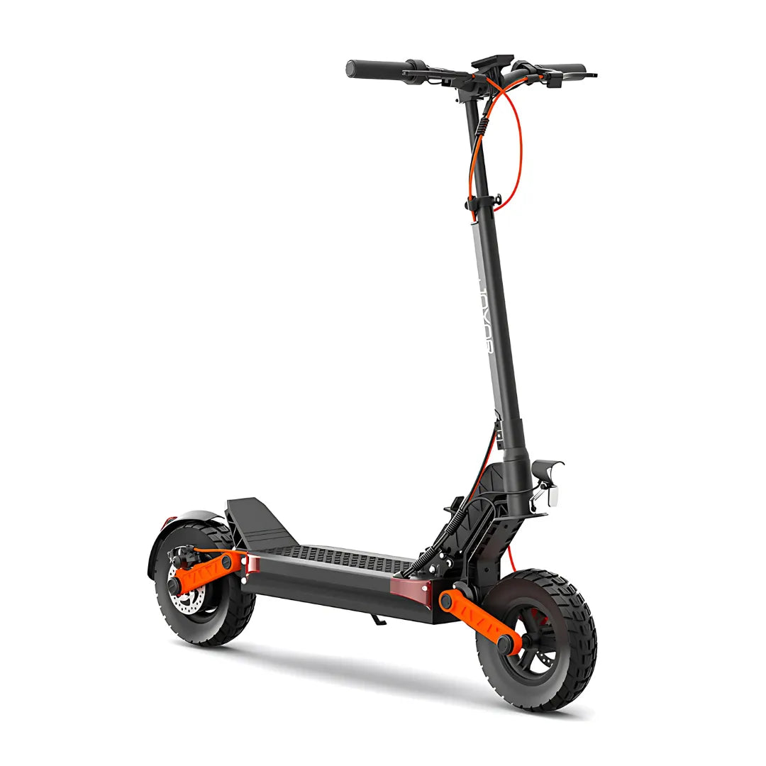 Električni romobil Joyor S5-Z crne boje s narančastim detaljima bočni pogled