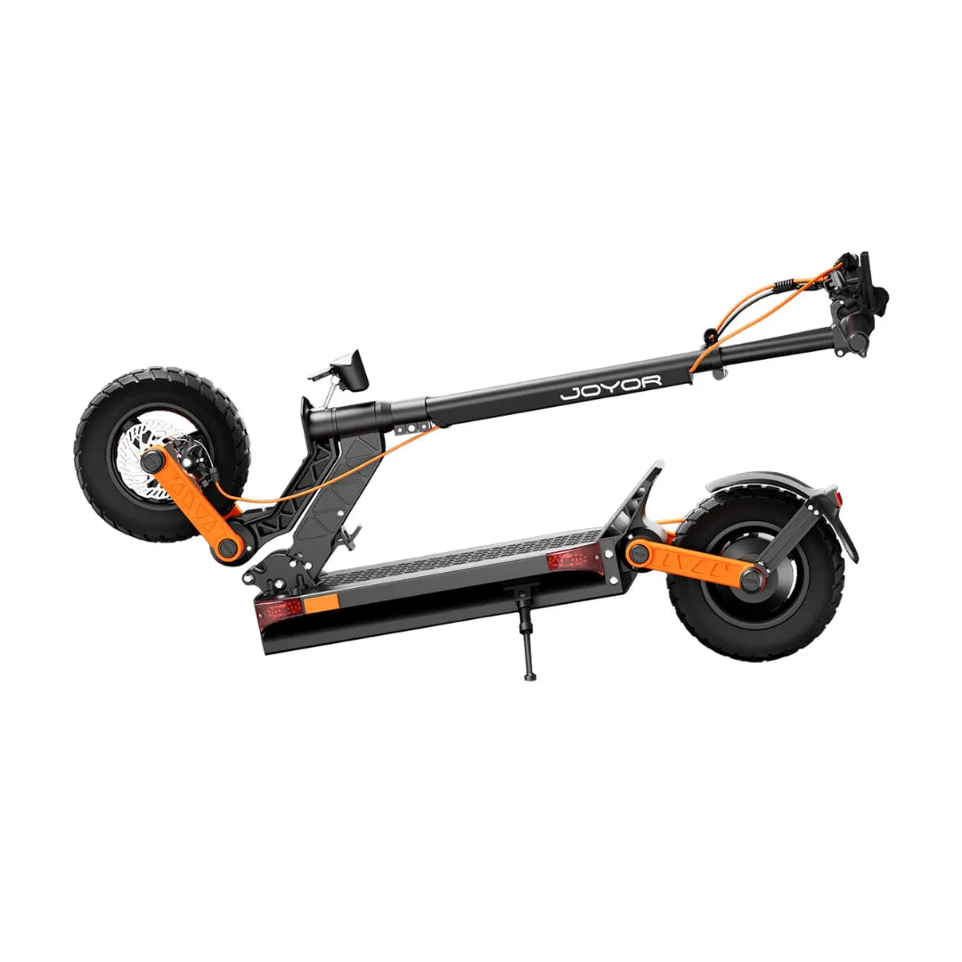 Električni romobil Joyor S5-Z crno-narančasti sklopljen bočni prikaz