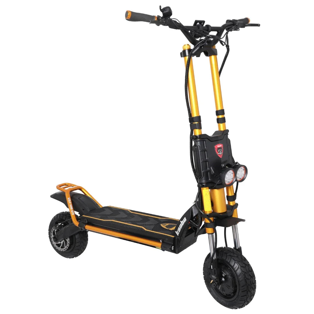 Električni romobil Kaabo Wolf King GTR Max zlatne boje, pogled s boka na cijeli uređaj