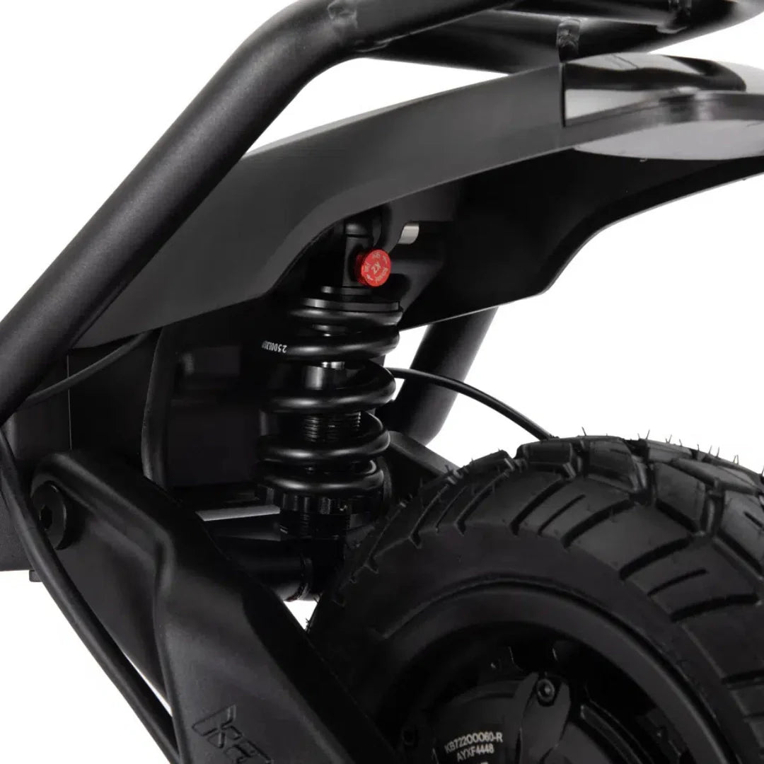 Stražnji ovjes električnog romobila Kaabo Wolf King GTR Max crni amortizer s crvenim detaljem