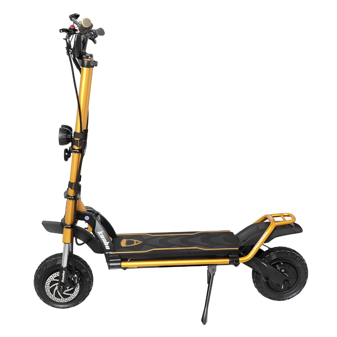 Električni romobil Kaabo Wolf Warrior 11 Max bočni pogled zlatne boje na bijeloj podlozi