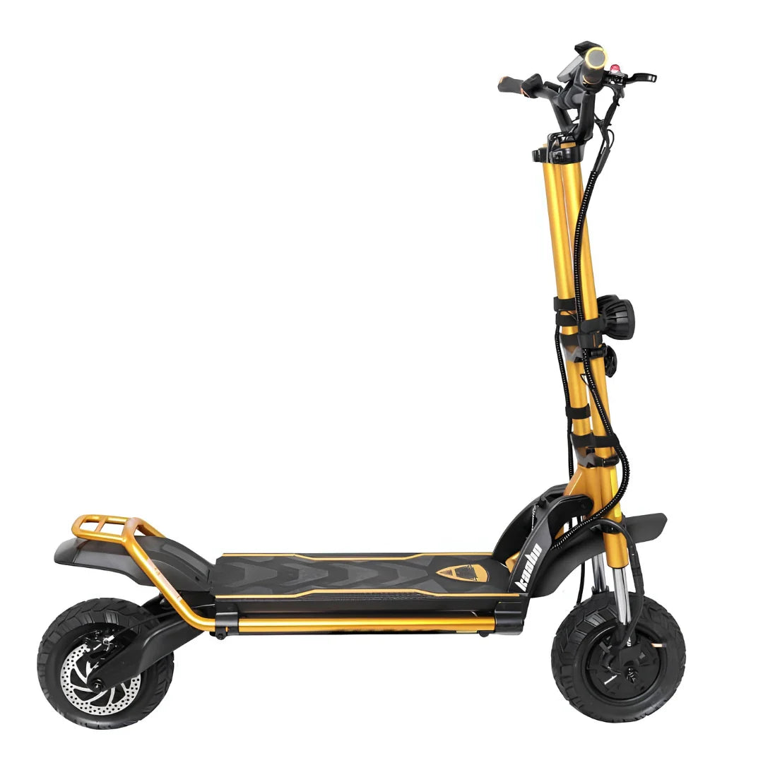 Zlatni električni romobil Kaabo Wolf Warrior 11 Max bočni pogled na bijeloj pozadini