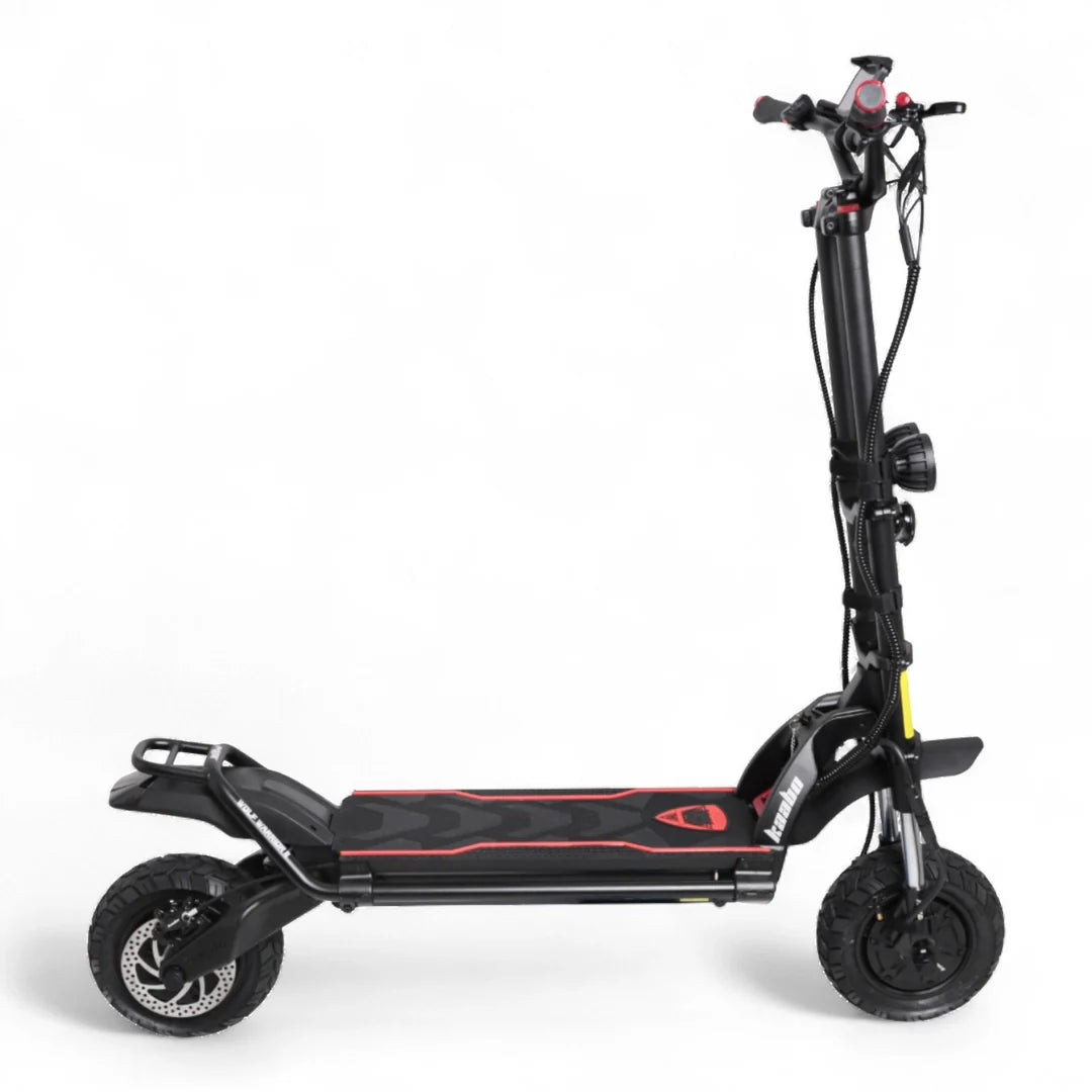 Električni romobil Kaabo Wolf Warrior 11 Max, bočni prikaz crnog modela s crvenim detaljima