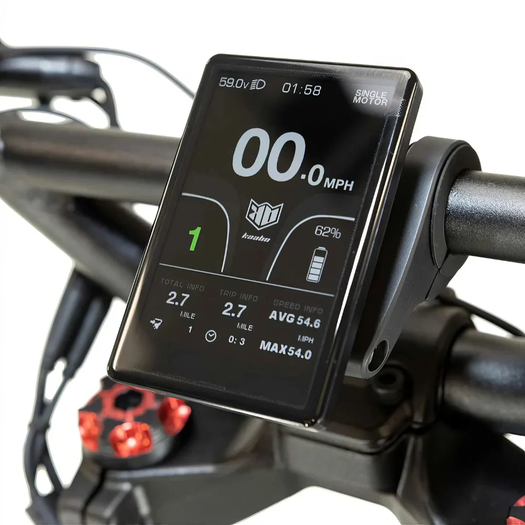 LCD zaslon električnog romobila Kaabo Wolf Warrior X GT montiran na upravljač s prikazom podataka