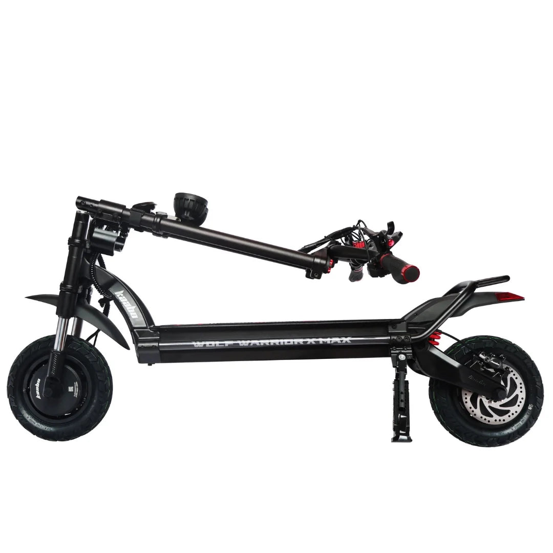 Sklopljeni električni romobil Kaabo Wolf Warrior X Max crne boje u bočnom prikazu