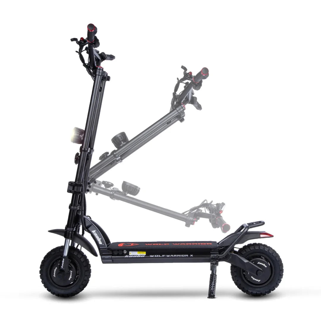 Električni romobil Kaabo Wolf Warrior X Plus bočni pogled na sklopivi crni mehanizam upravljača