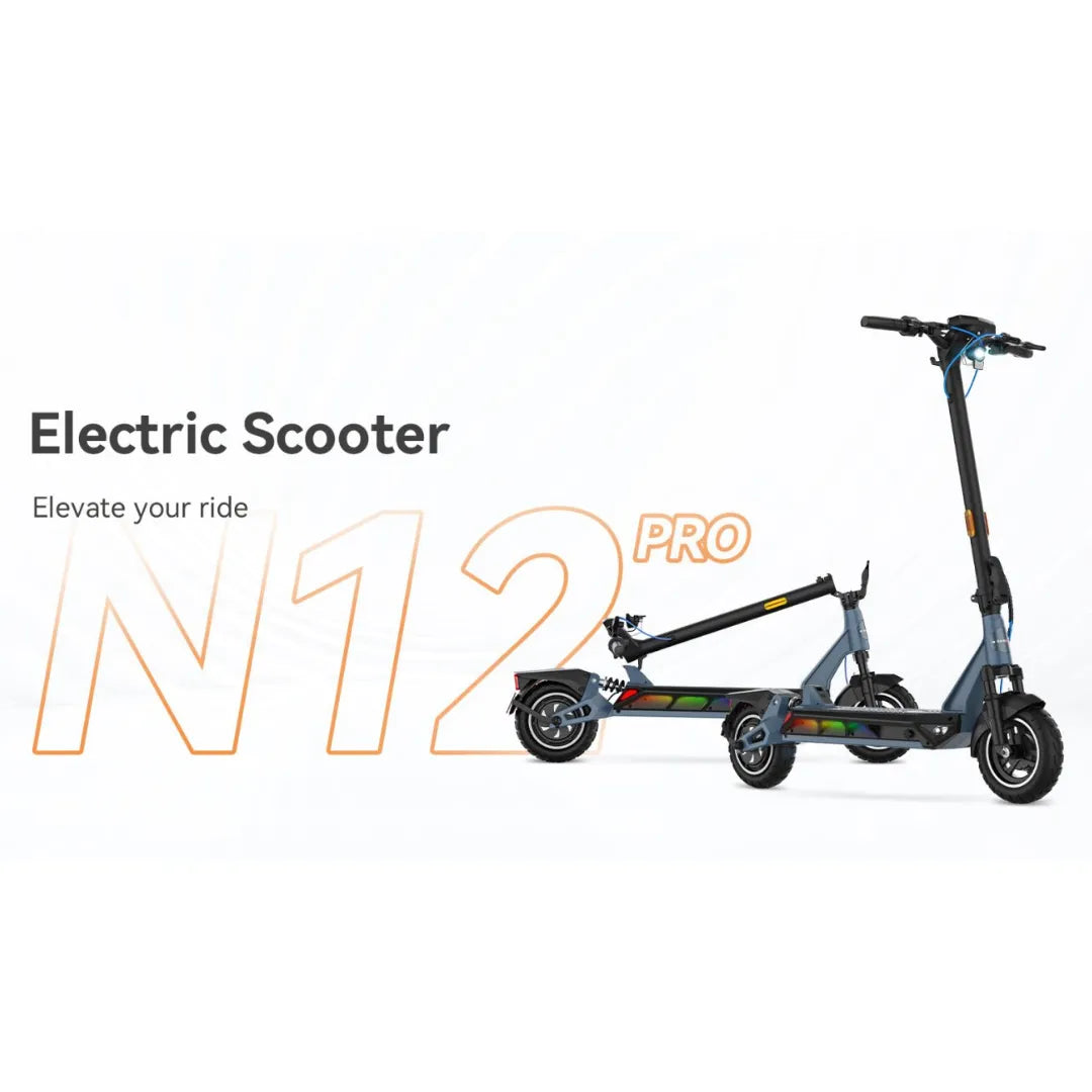 Sivi električni romobil KingSong N12 Pro prikazan u rasklopljenom i sklopljenom stanju na bijeloj