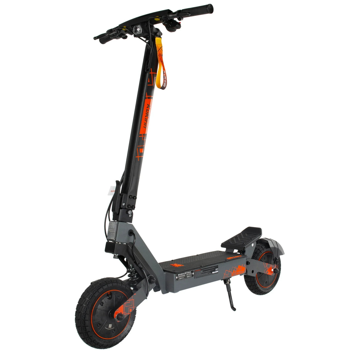 Električni romobil KuKirin G2 Ultra sive boje s narančastim detaljima pogled s boka
